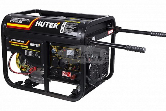 Бензиновый генератор Huter DY6500LXW с функцией сварки и колёсами - фото №1