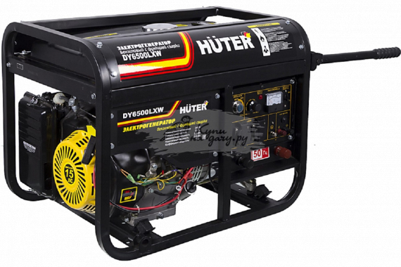 Бензиновый генератор Huter DY6500LXW с функцией сварки и колёсами